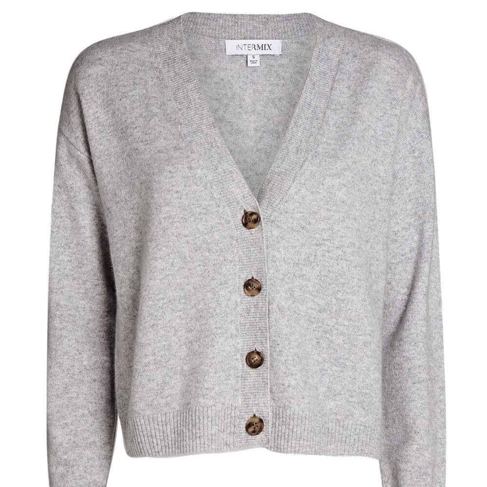 Intermix Private Label cropped cardigan 100% cashmere in cream size small
